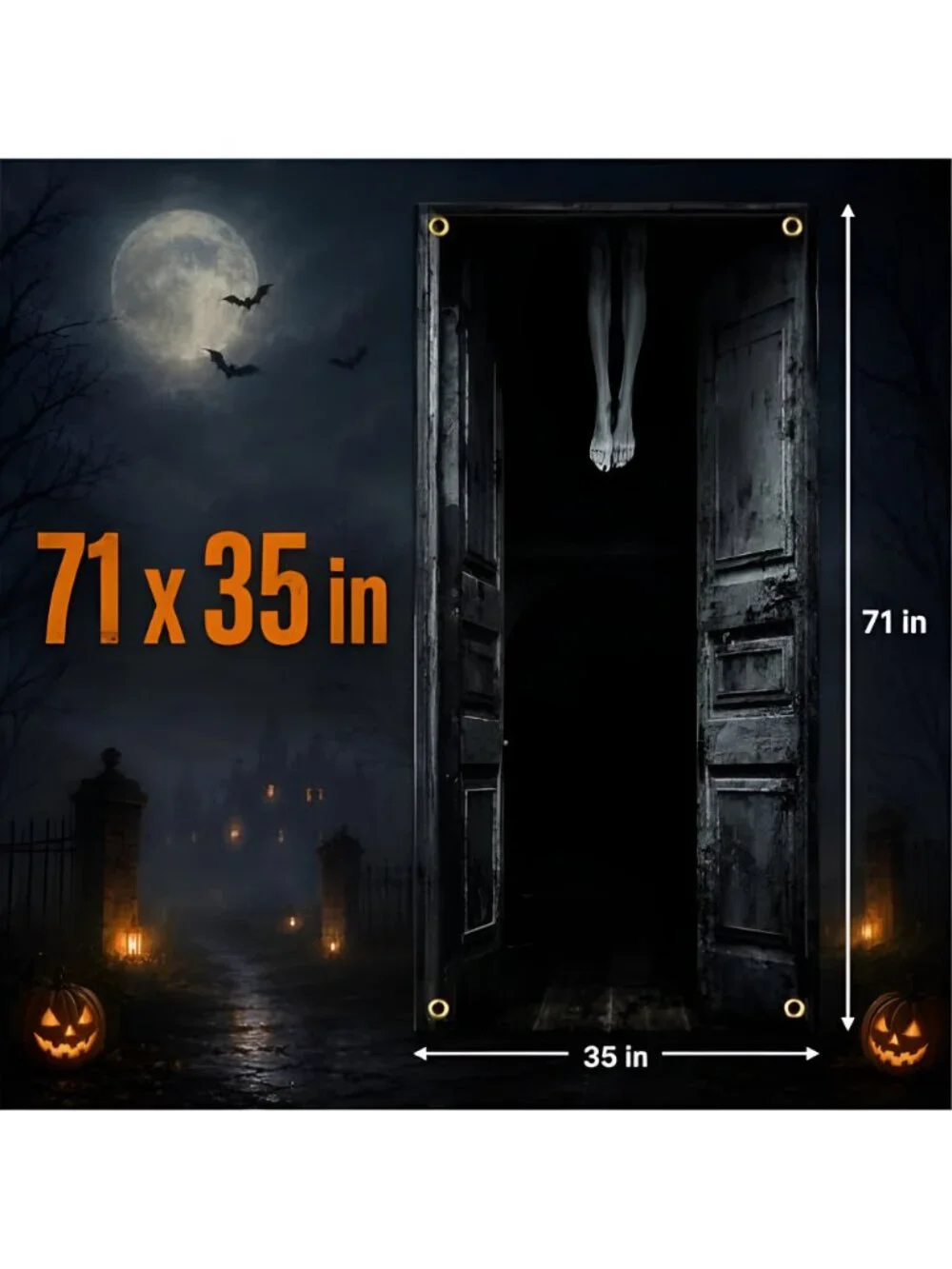 Halloween Door Cover Halloween Door Decorations 71X35 inch Scary Door Cover